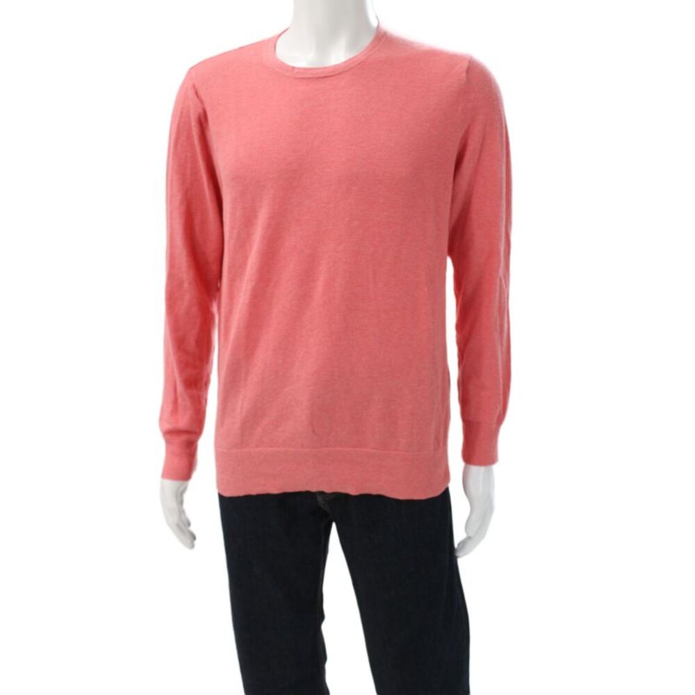 J Crew Mens Red Pullover Sweater Crew Neck 95% Cotton 5% Cashmere Size M